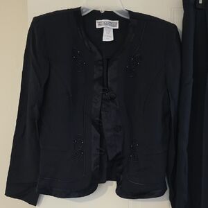 Jessica Howard Black Women's Blazer with Satin Trim